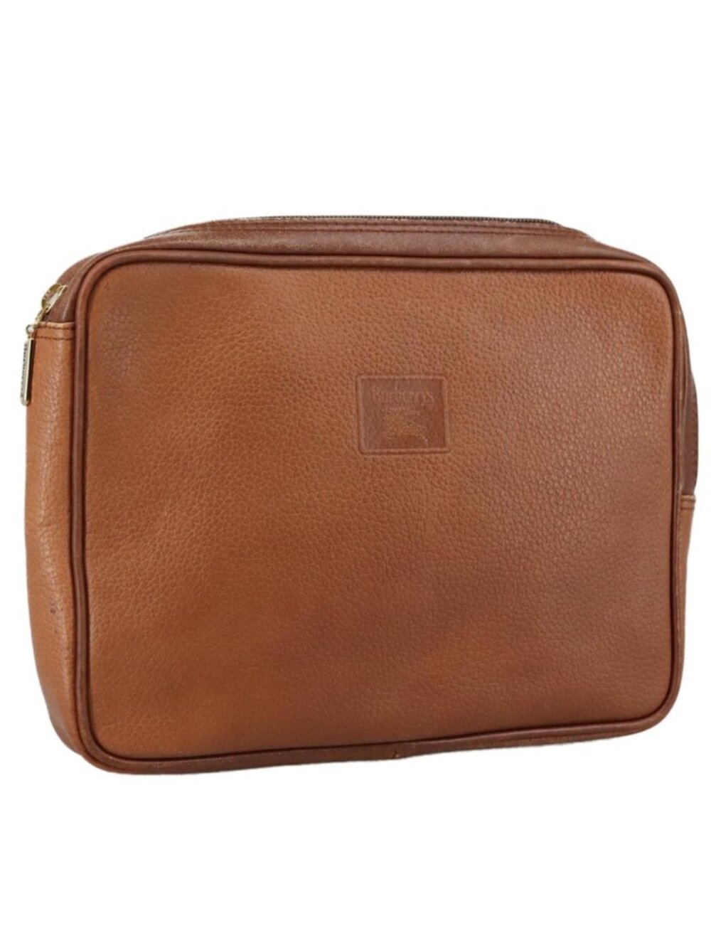 Burberrys Clutch Bag Leather Brown Gold